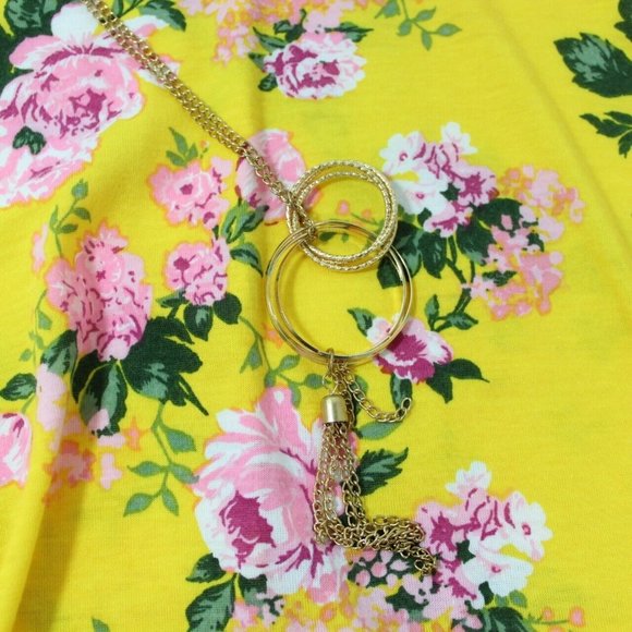 Bobbie Brooks Womens Yellow Flower Printed Bell Sleeve Pullover Tunic Top Size M - Picture 3 of 7